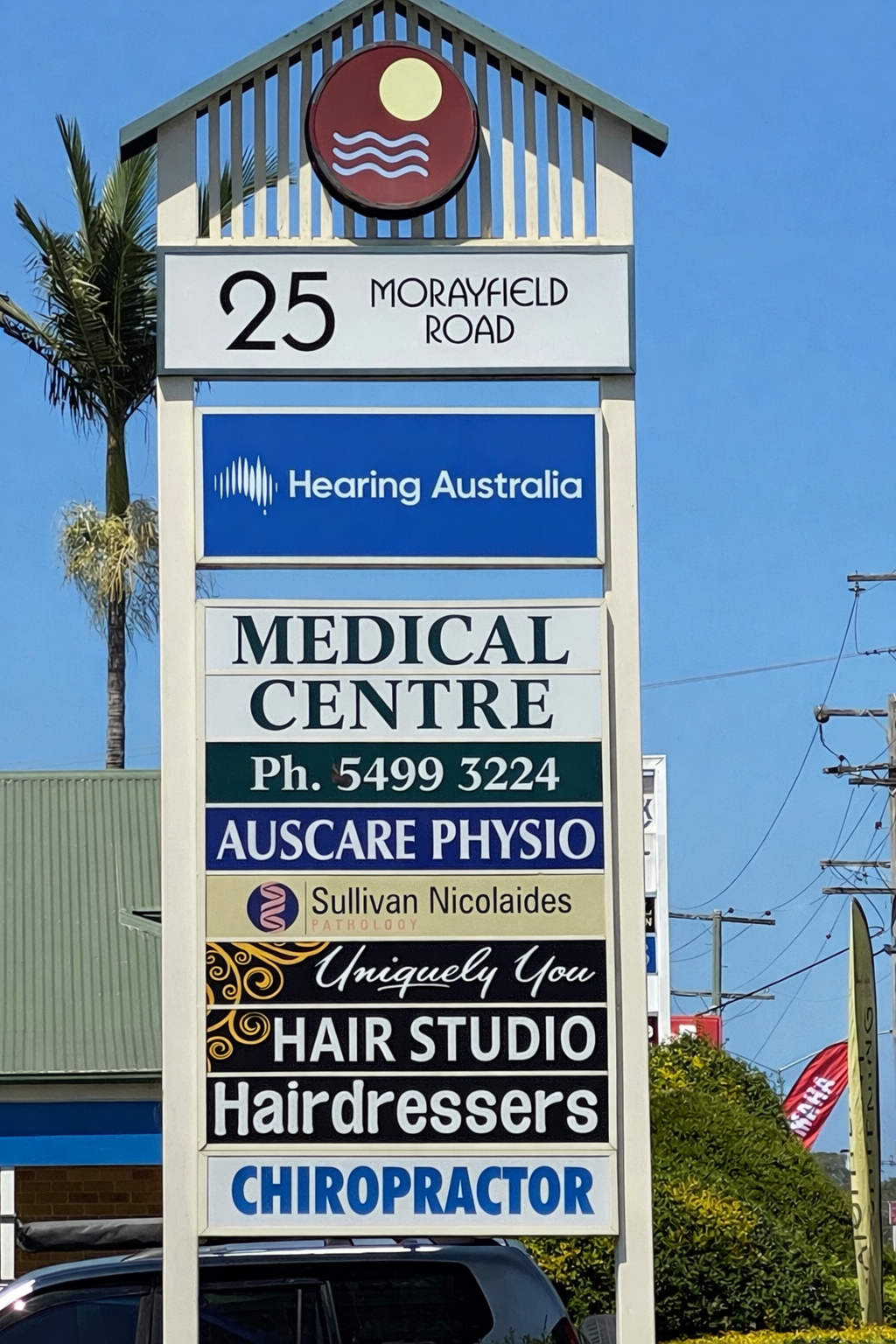 25 Morayfield Road Caboolture South directory sign showing Centrepoint Chiropractic Clinic and other tenants